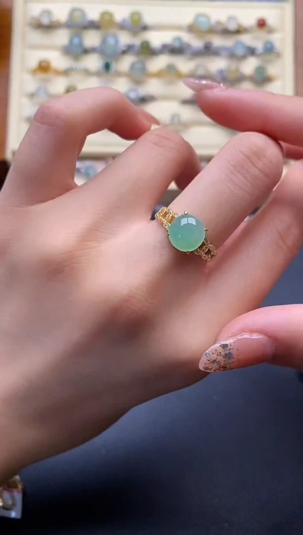 翡翠戒指银S925镶嵌2222222+8