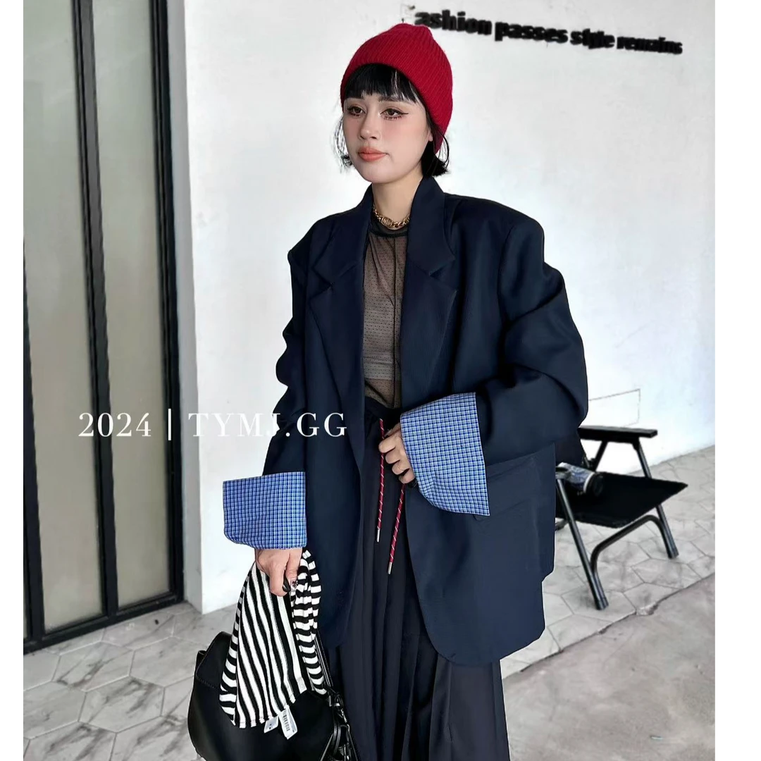 【no退no换 谨慎下单】袖口拼接格子西装外套 5061