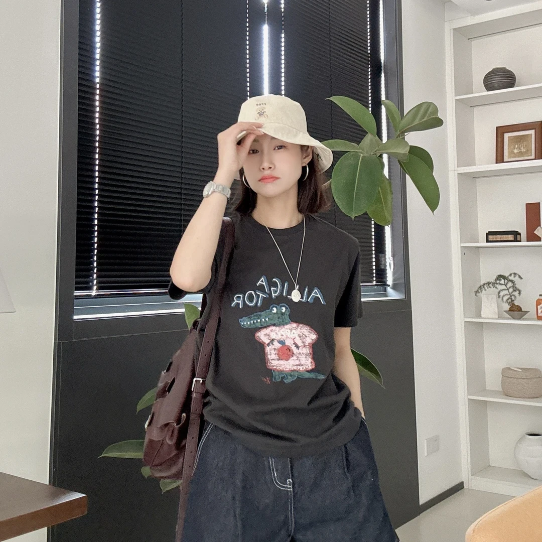 “小鳄鱼穿毛衣” 夏日休闲简约活力百搭全棉短袖