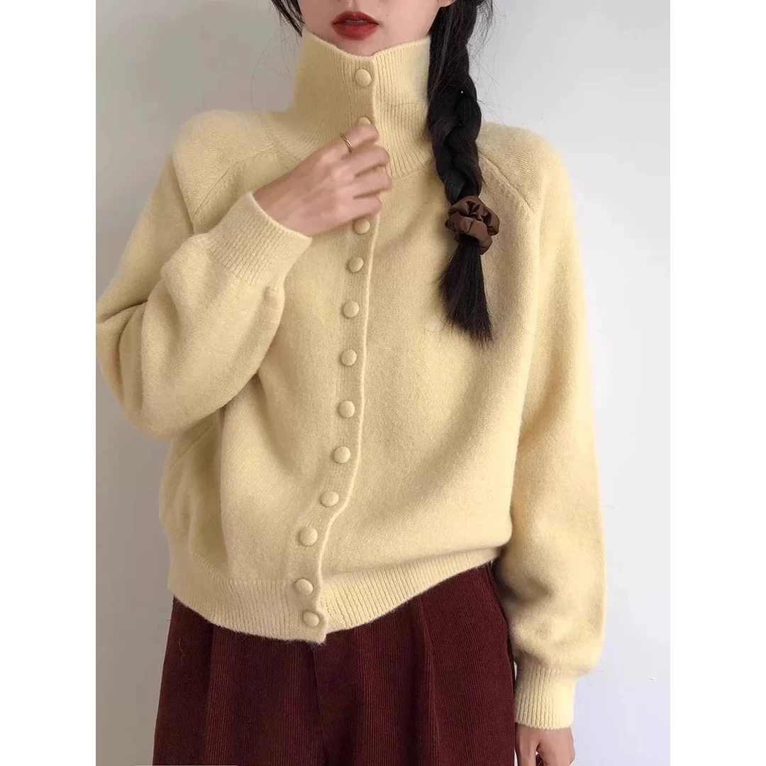 【圆圆脸】2025新款冬季慵懒高级感高领外套加厚软糯糯外穿针织毛衣