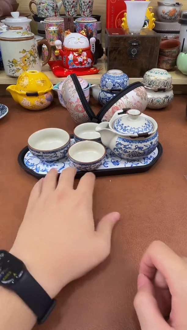 陶瓷茶具摆件旅行套组