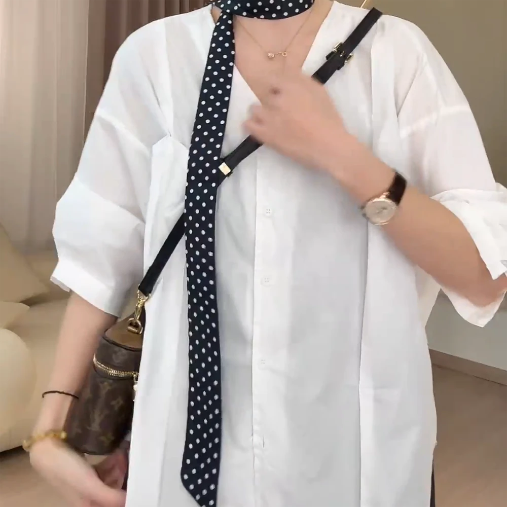春季新款法式宽松九分袖衬衫套装女蕾丝边设计感阔腿八分裤两件套