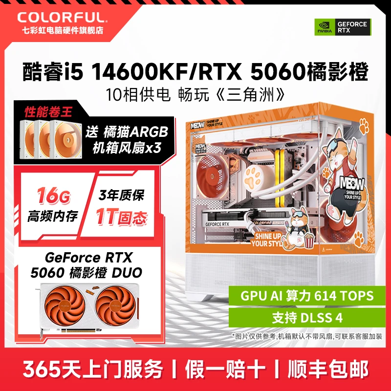 七彩虹橘猫RTX5060 2K单机游戏主机七彩虹电脑组装台式机