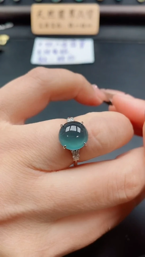 银S925镶嵌戒指翡翠1