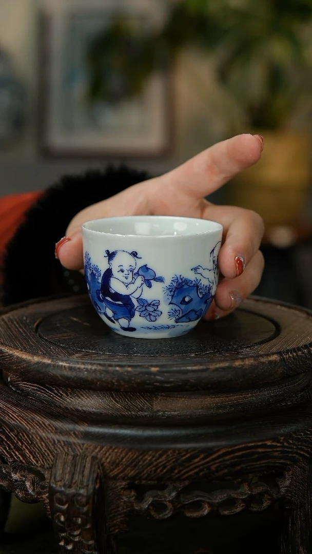 【闪购商品】039国企好瓷推荐青花童子缸杯