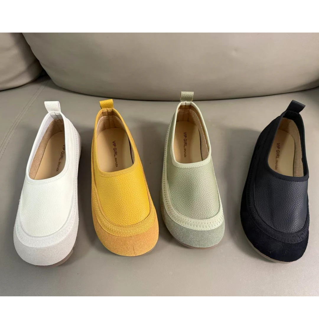 2025春季新款豆豆鞋休闲复古软底妈鞋平底防滑耐磨百搭舒适大气