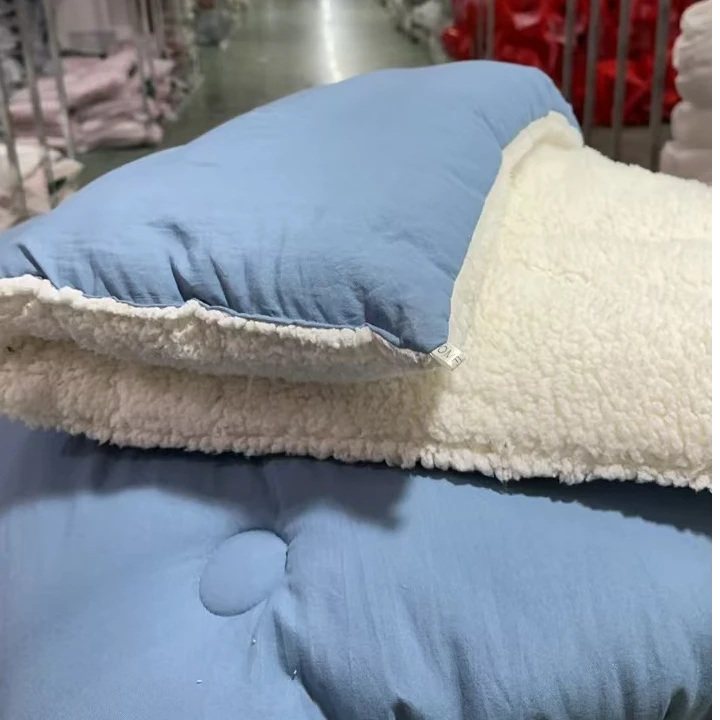 单人蓝色纯色羊羔 绒 加厚冬被-ya 150*200三斤