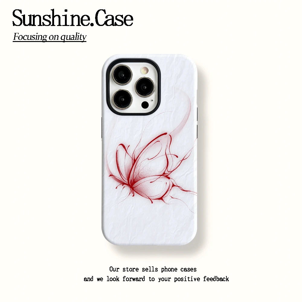 【小臻壳专属】菲林二合一适用苹果华为vivo小米oppo手机壳红色蝴蝶