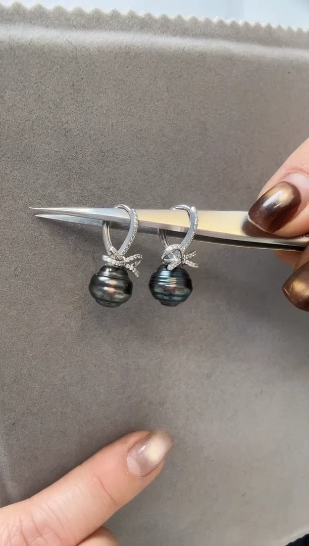 未镶嵌耳饰海水珍珠大溪地11mm+S925银耳环