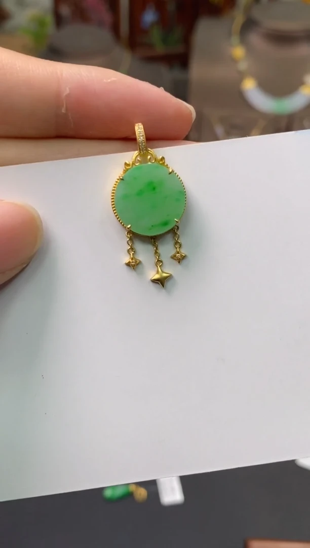 【闪购商品】翡翠颈饰18K金镶嵌净货14024