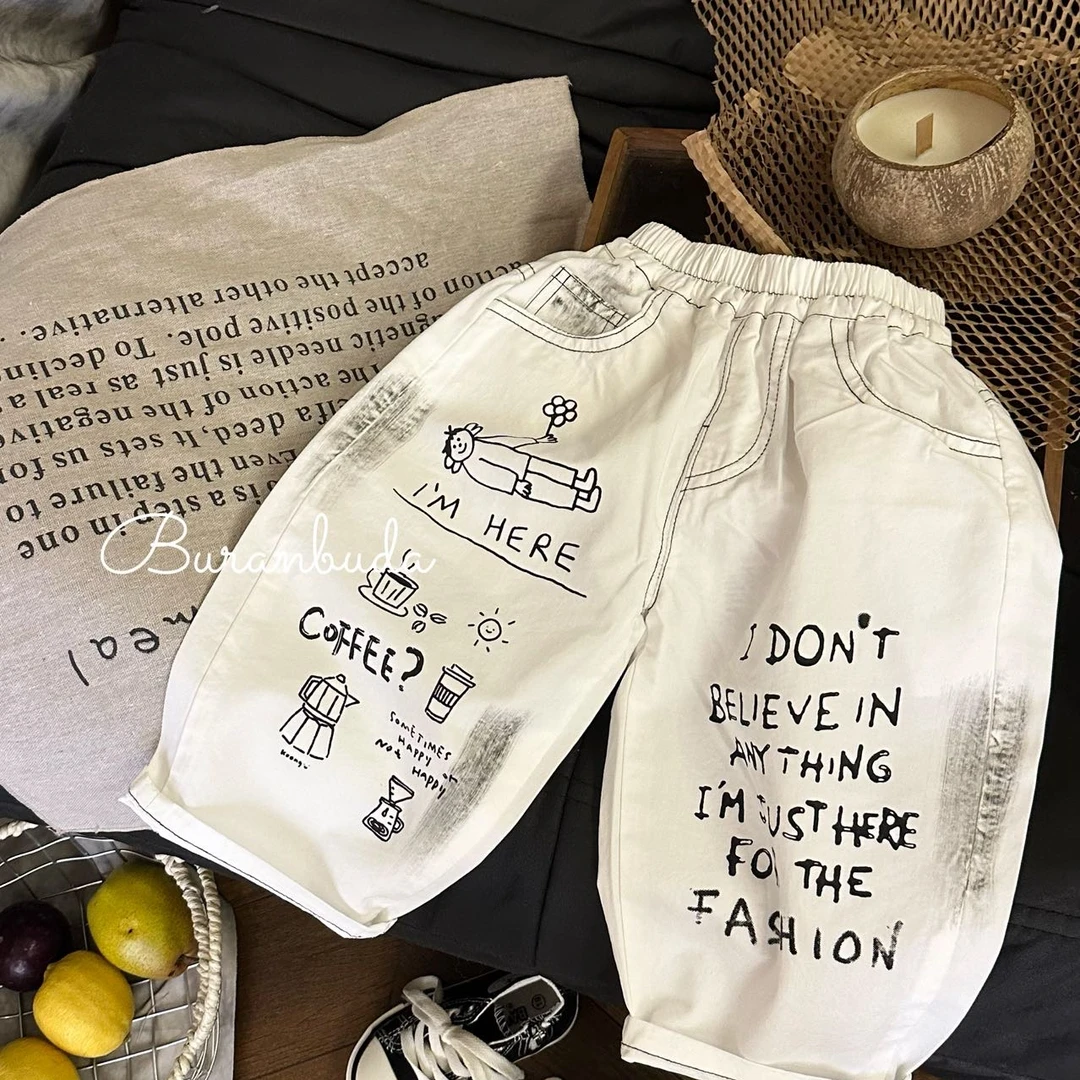 布燃布哒白色印花裤，调价款no退no换哦~