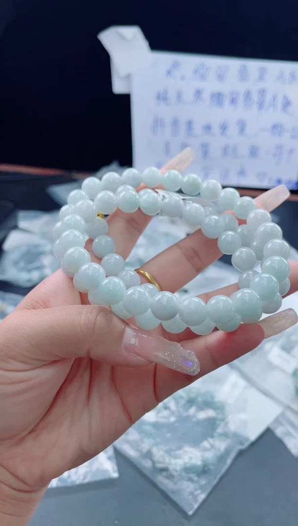 未镶嵌定制翡翠珠串9.6