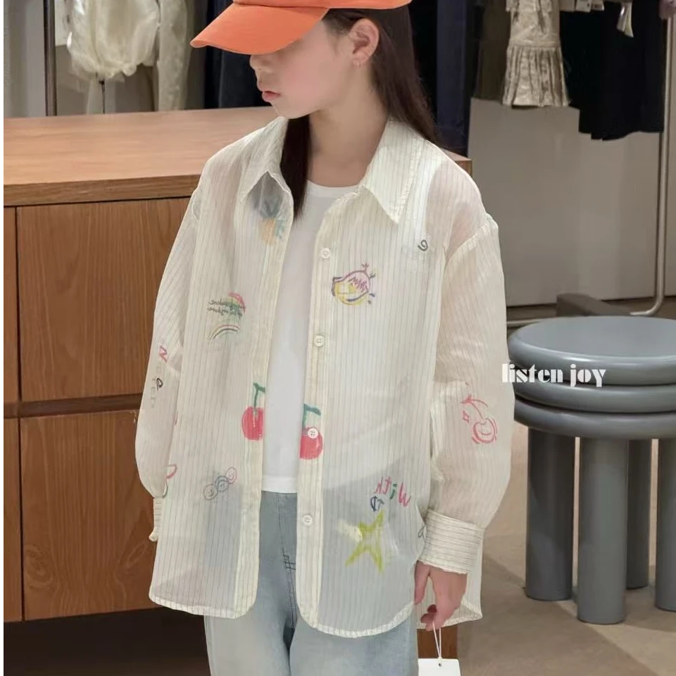 KIKIAN衬衫儿童衬衣外套春秋装2025新款图案上衣大童帅气--25057