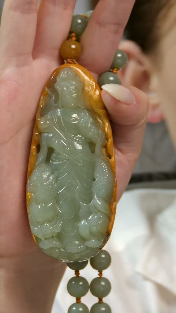 和田玉未镶嵌颈饰观音