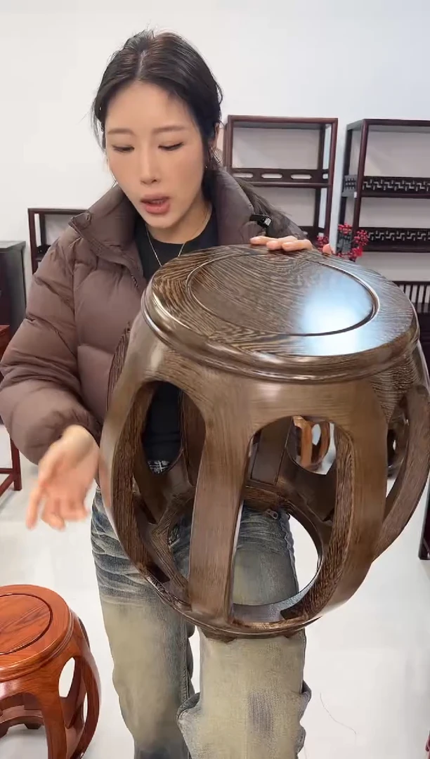 鸡翅木类家具一对鸡翅木小号鼓凳 假一赔四