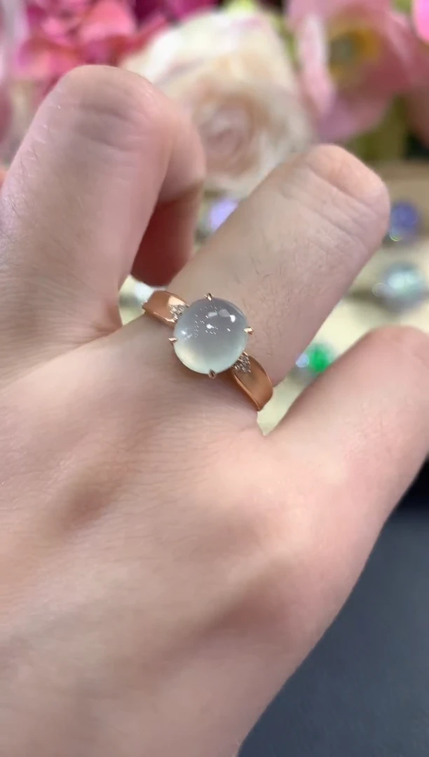 18K金镶嵌戒指翡翠b24