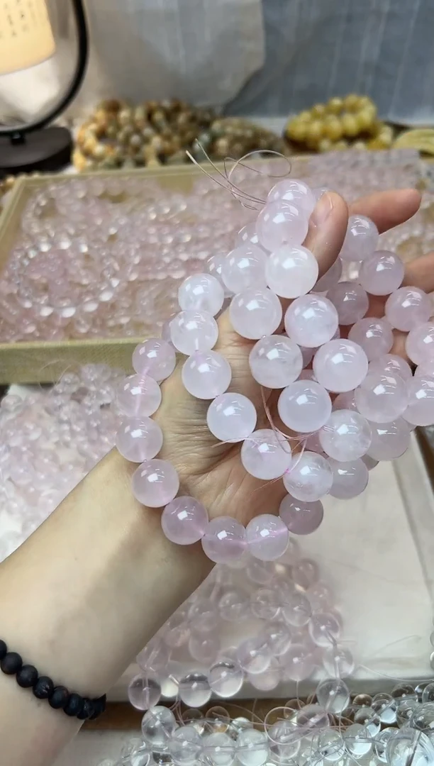 【闪购商品】水晶手串未镶嵌卡17粉水晶单圈1350