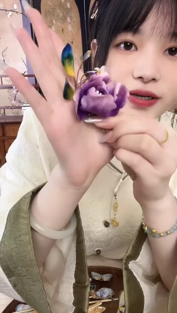 刺绣簪花蚕丝掐丝绒花发簪子手作日常穿搭古典旗袍发饰品