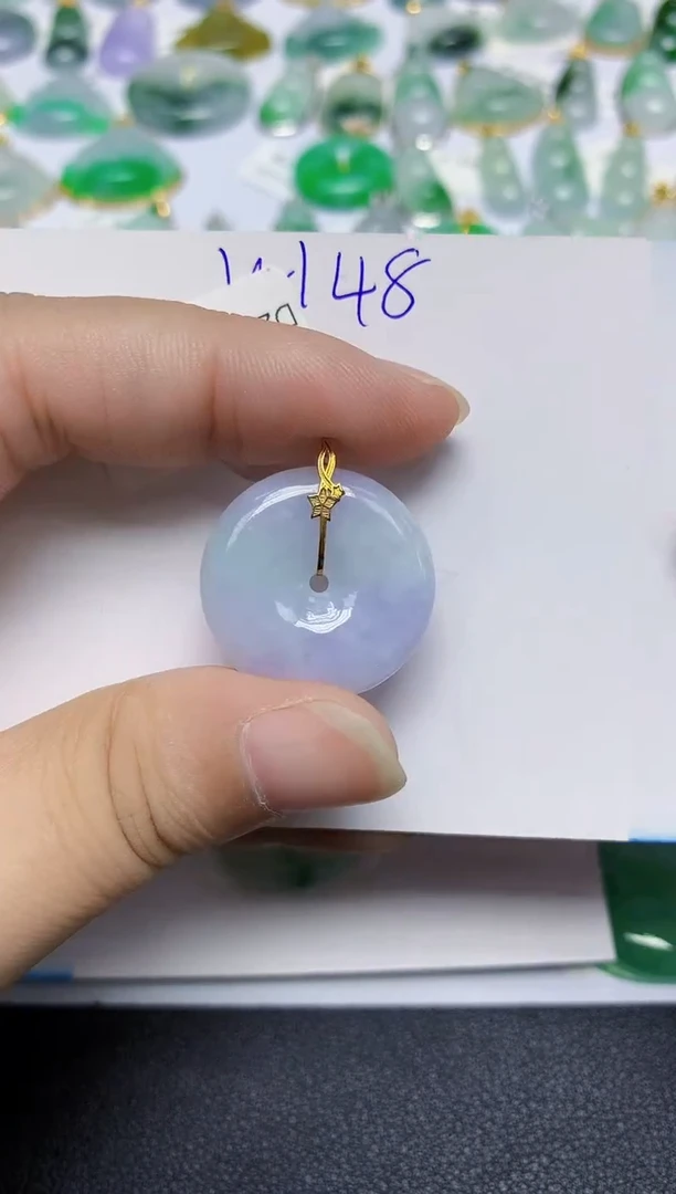 颈饰18K金镶嵌翡翠天然缅甸翡翠A货翡翠百元以上9元证书费自理