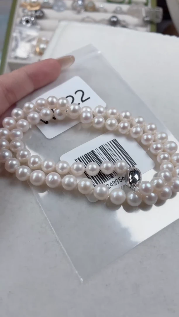 银S925镶嵌项链淡水珍珠W222