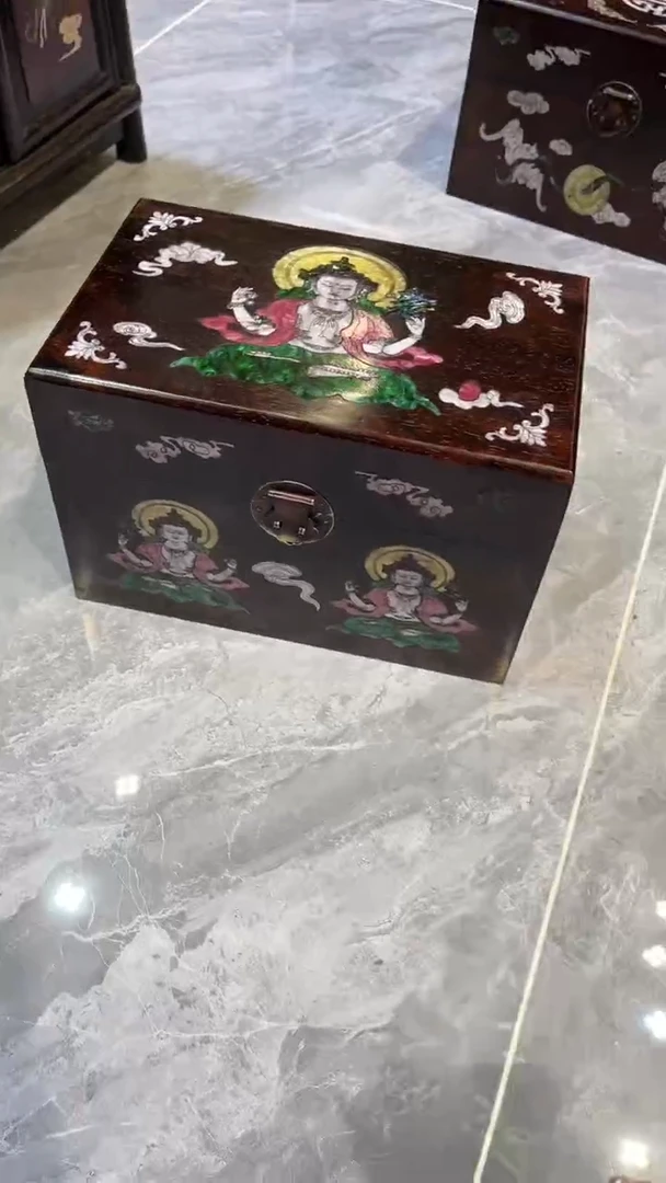 木镶嵌唐卡收纳箱