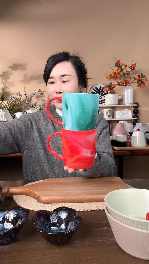 【闪购商品】瓷片星爸爸红绿杯2只微瑕