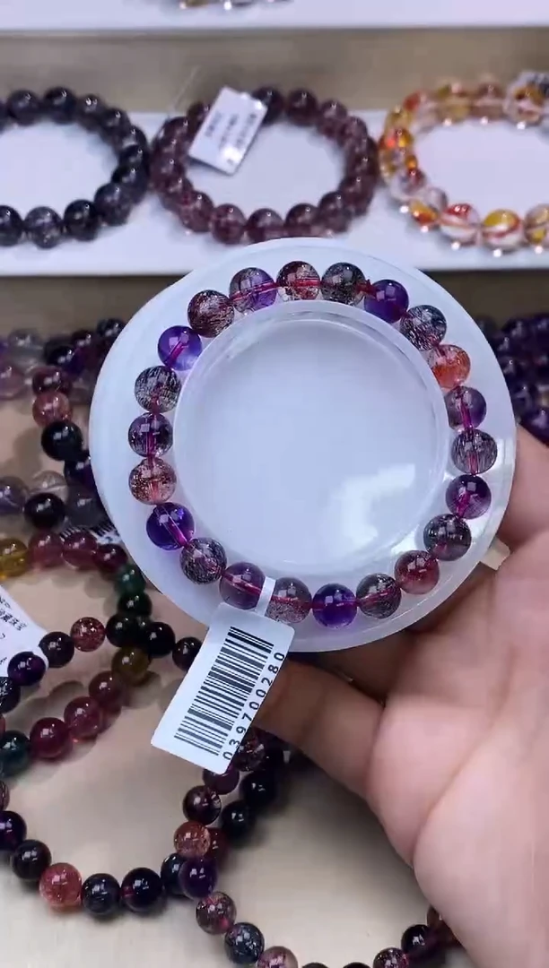 水晶手链未镶嵌黑加仑超七单圈8m+