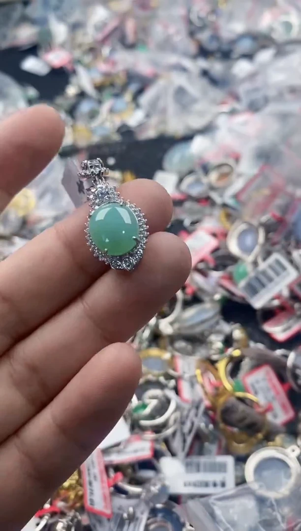 银S925镶嵌戒指翡翠666   4