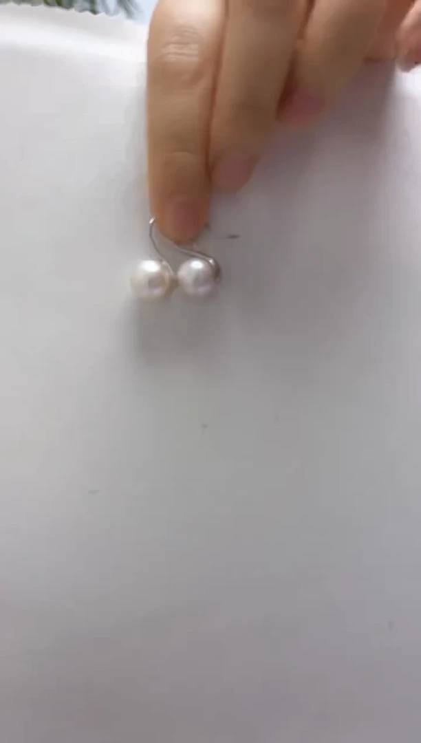 银S925镶嵌淡水珍珠耳饰10-11高跟鞋