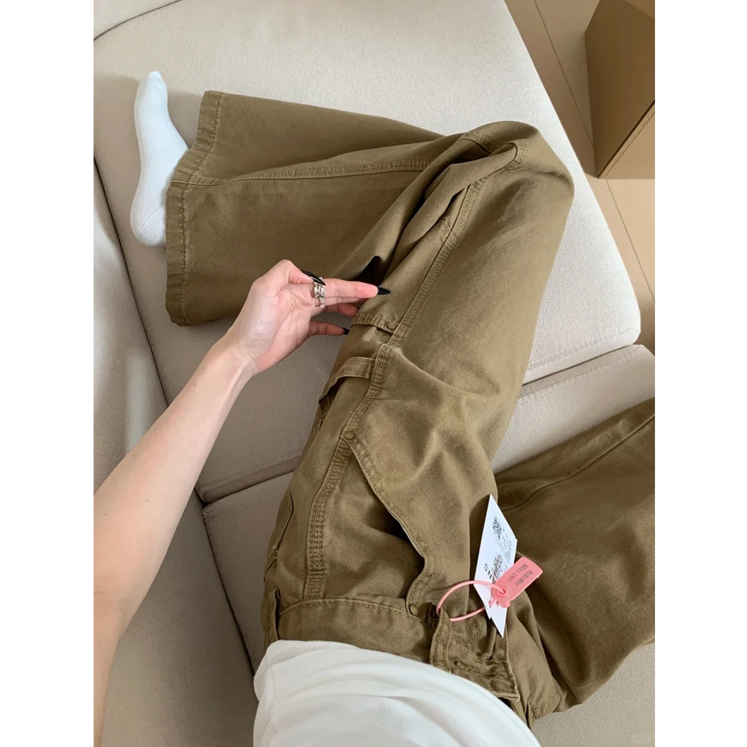 美式复古直筒工装牛仔裤女秋季新款高腰显瘦宽松垂感休闲阔腿长裤