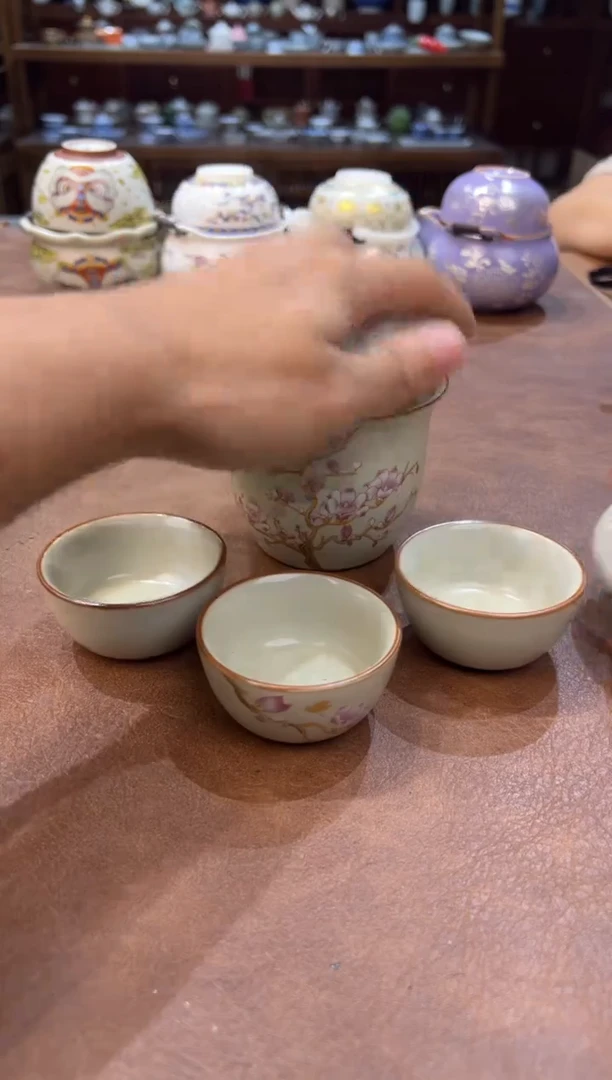 真的很便宜超好看会开片的旅行茶具