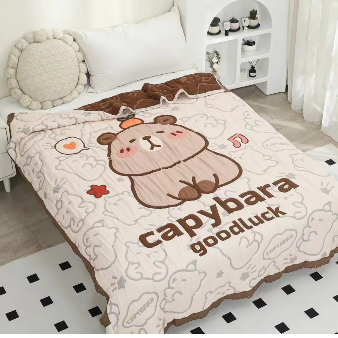 【泡芙呆呆熊】200*230精梳柔软舒适泡芙被亲肤纱布四季通用盖被