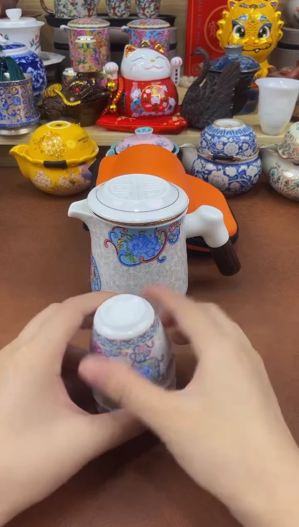 陶瓷茶具摆件旅行套组