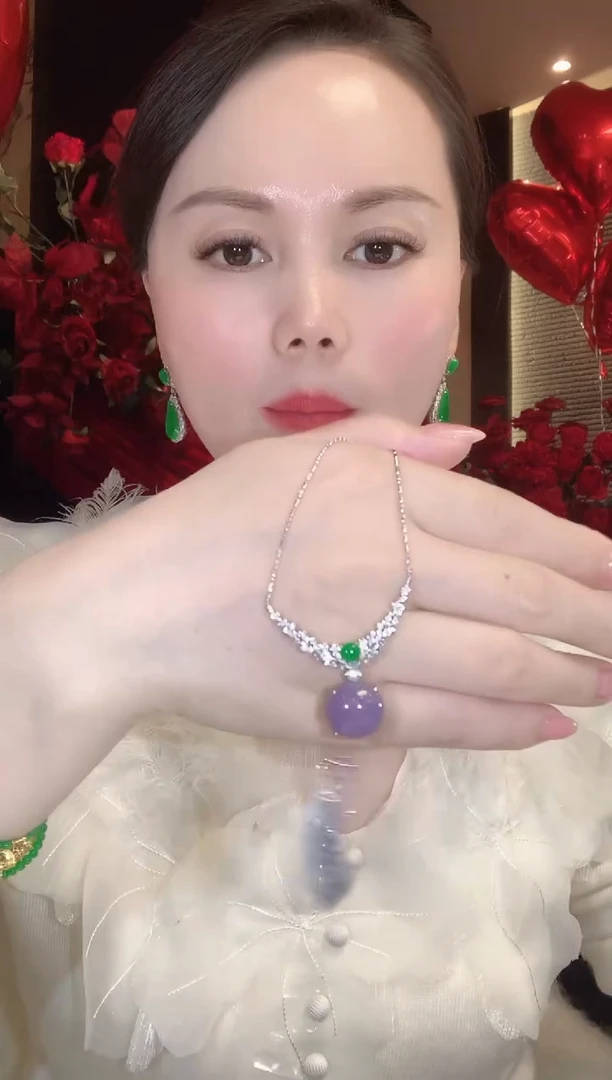 套链18K金镶嵌翡翠C101 紫货有一定色差