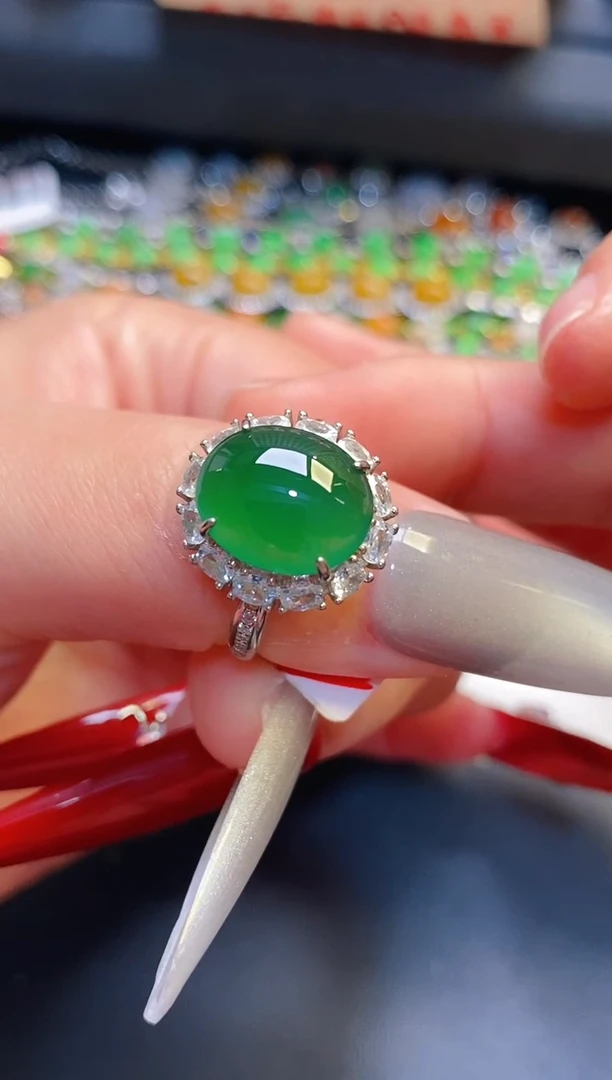 银S925镶嵌戒指翡翠天然