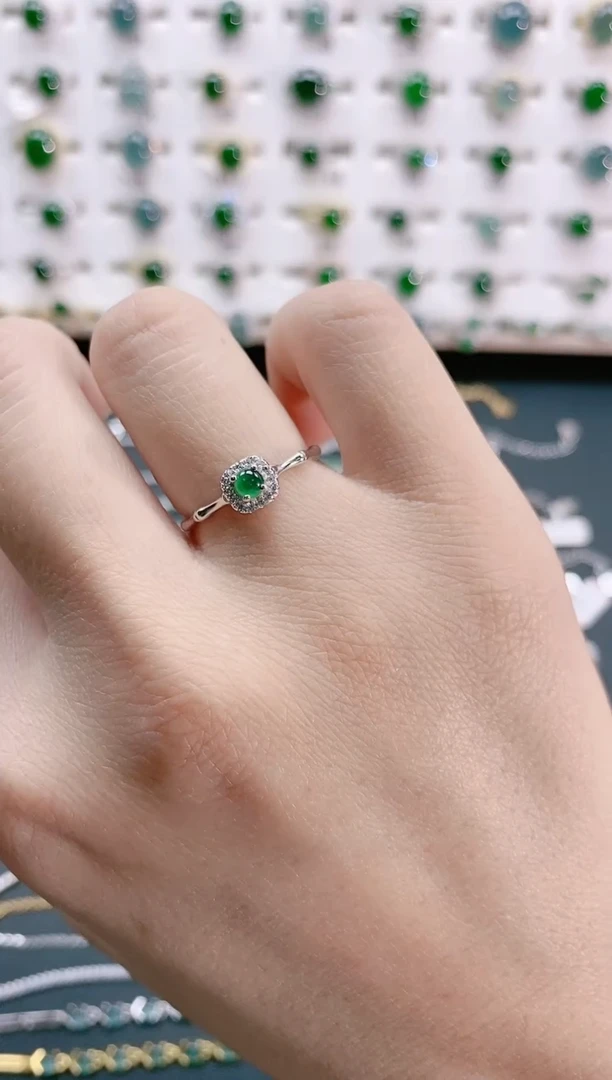 【闪购商品】翡翠戒指银S925镶嵌天然翡翠