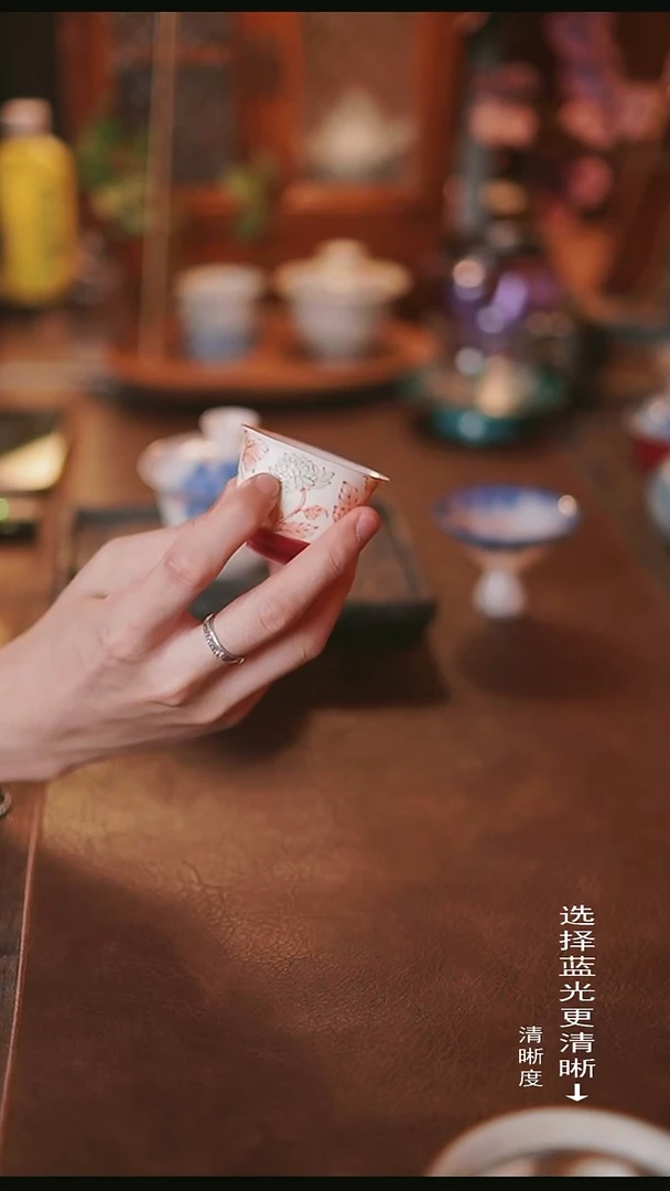 茶器 胭脂红碎花主人杯