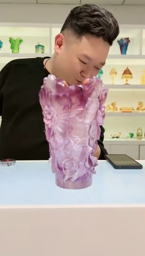 【闪购商品】茶宠古法琉璃紫色花瓶