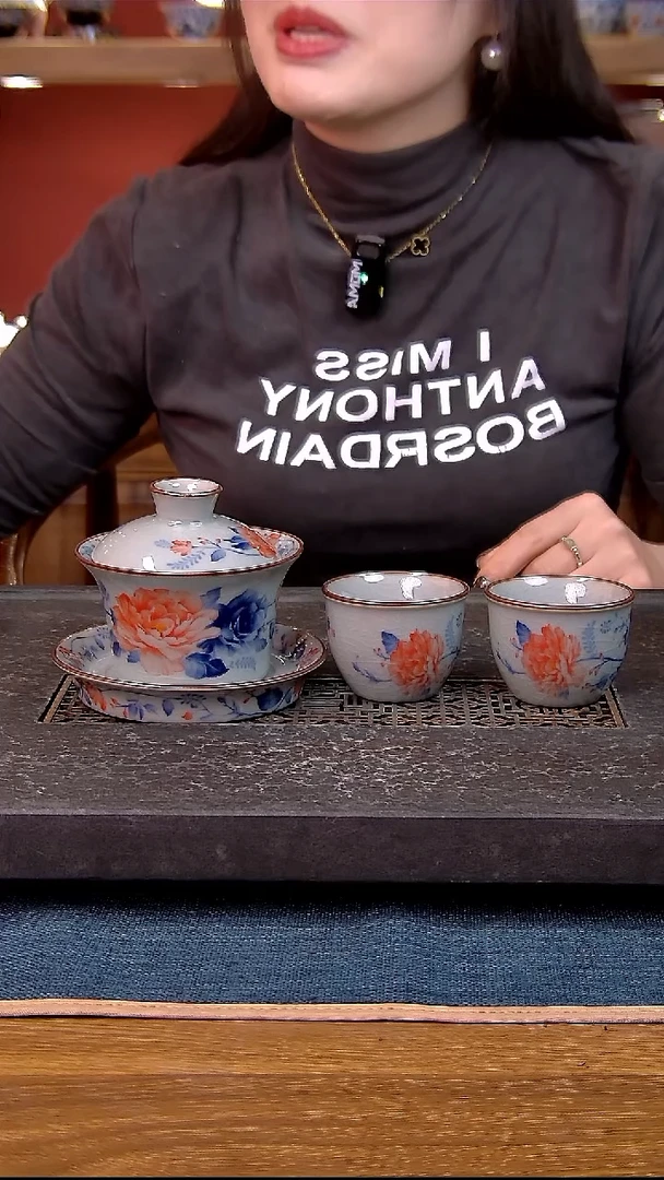 简装家用款3件套 老陶泥开片纹陶瓷茶具