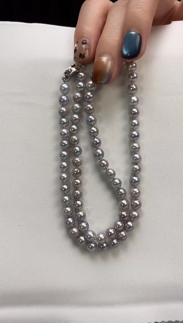 项链未镶嵌海水珍珠5.5-6真多麻项链