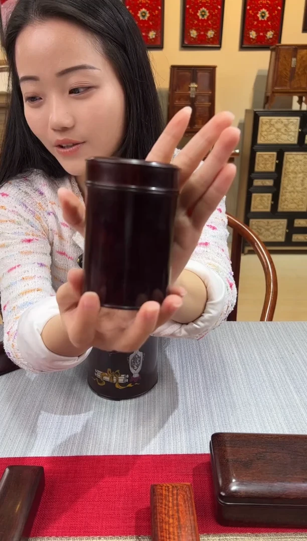 紫檀木类成套家具茶叶罐  一木挖   一物一拍