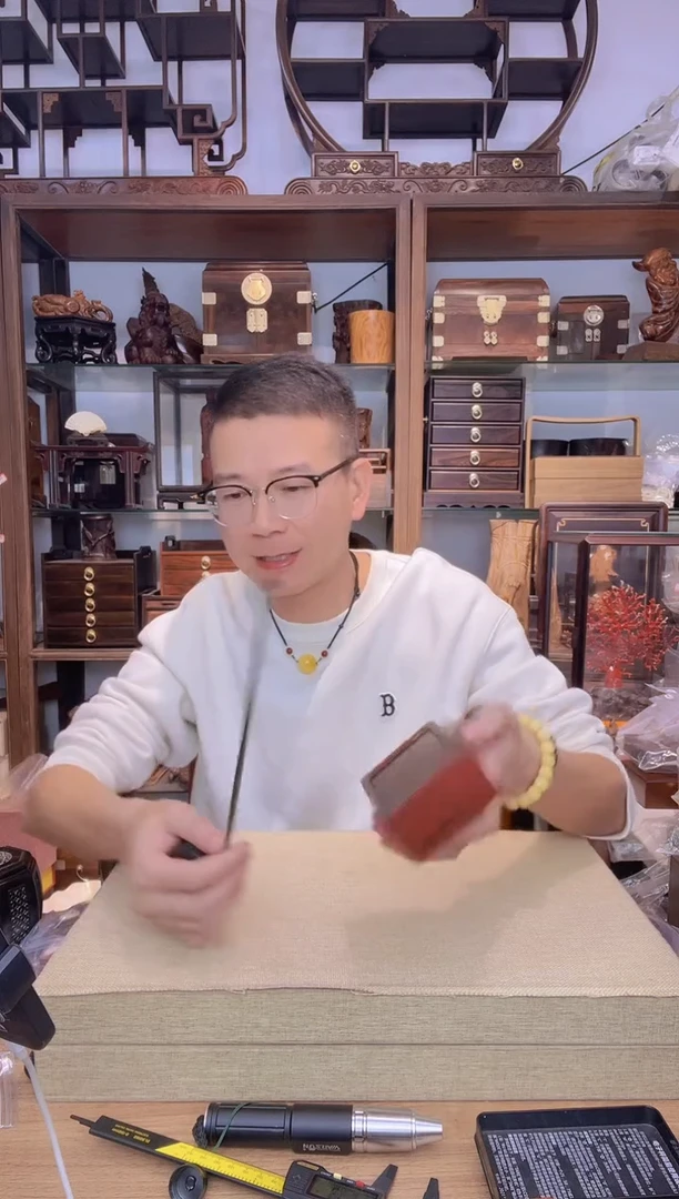 乌木类书架672微凹嵌黄杨抽拉盒 瑕疵