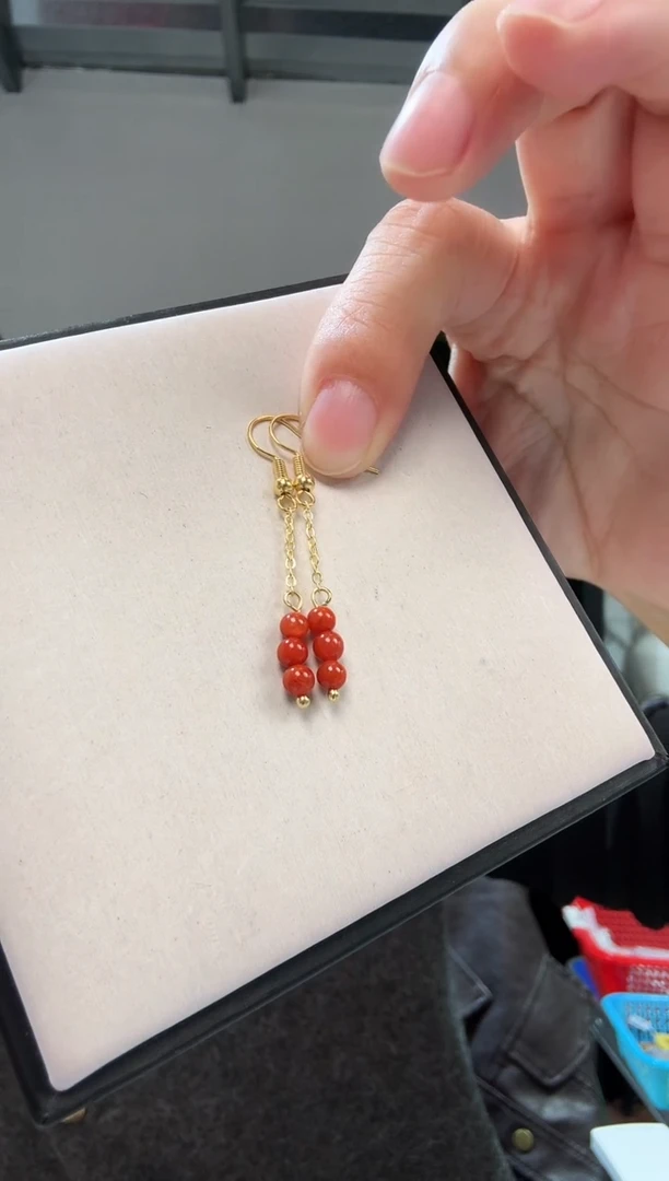 未镶嵌南红玛瑙耳钉优1828