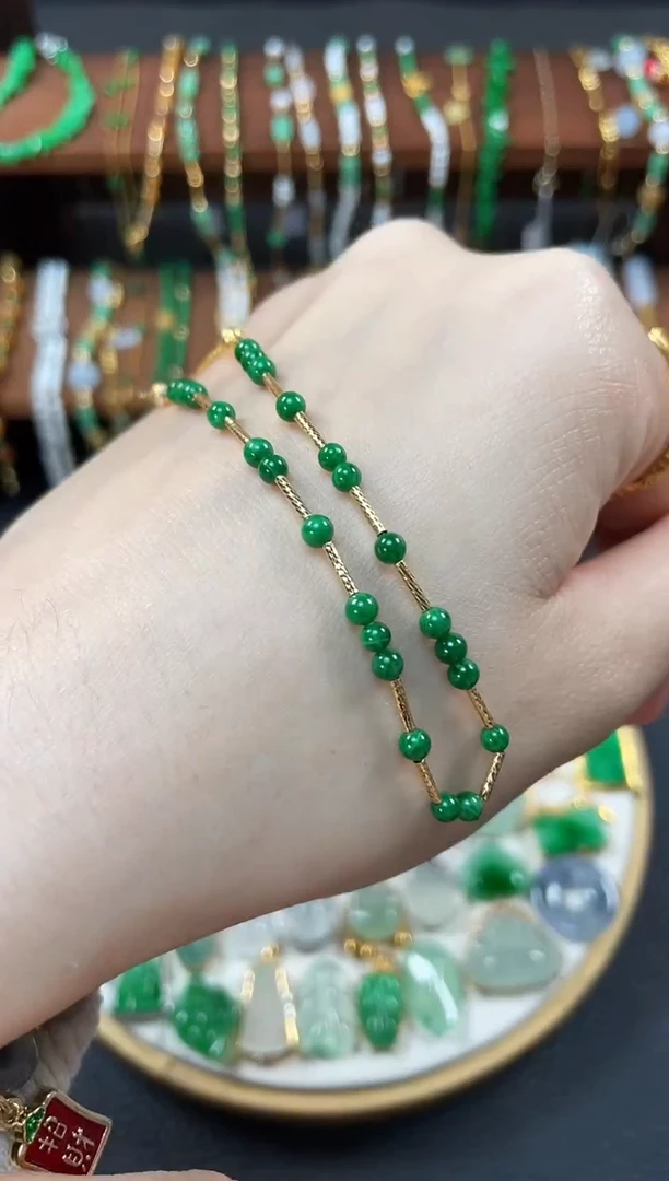 【闪购商品】翡翠套链18K金镶嵌一个  JK640