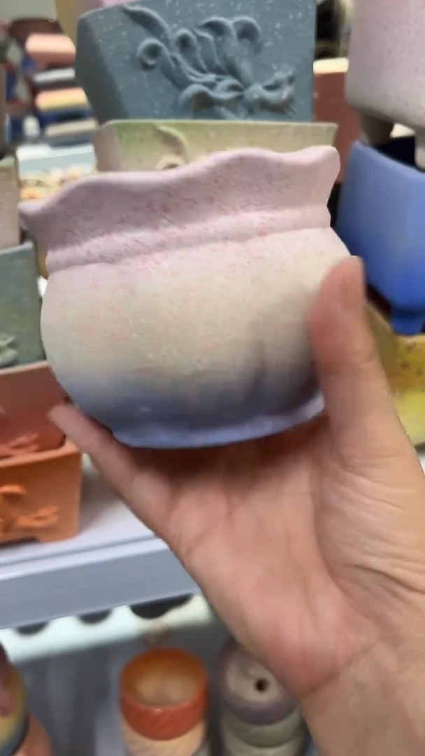 麦饭石粗陶多肉花盆10*8