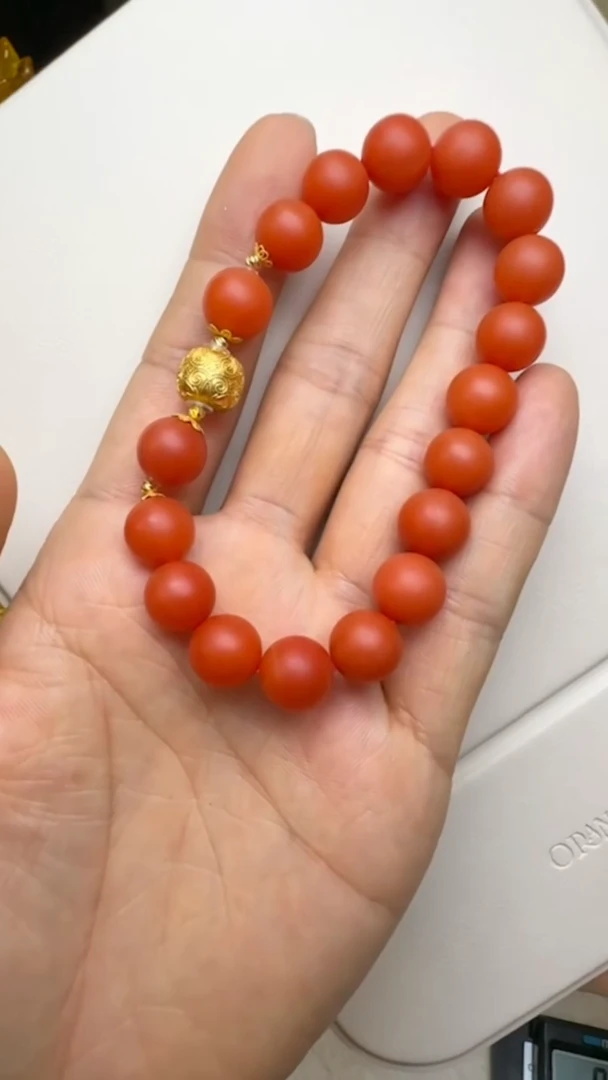 【不二】南红哑光18K金DIY手串10mm±