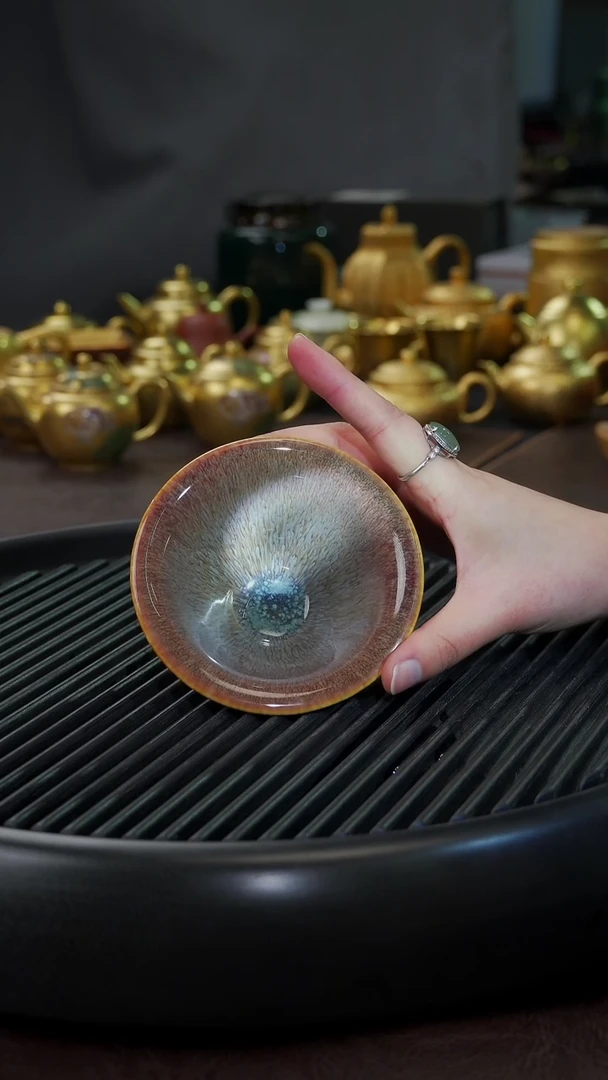 【闪购商品】杯【宜景窑天目釉红釉】大飞碟斗笠发直播间的