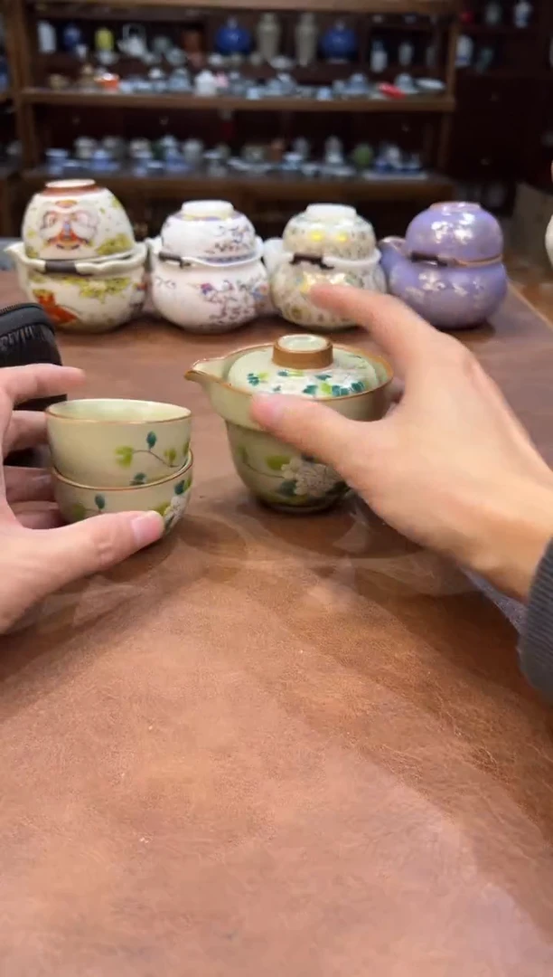 真的很便宜超好看会开片的旅行茶具