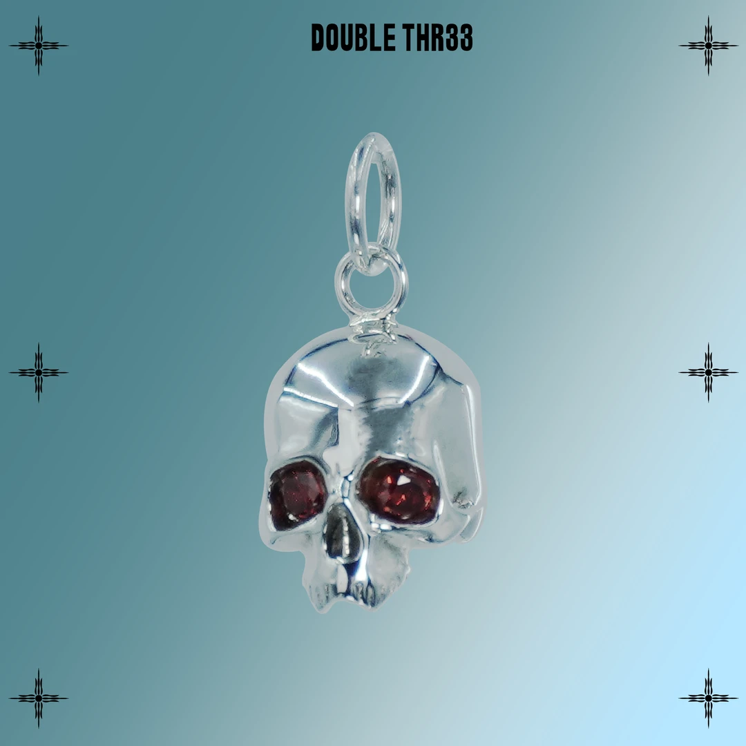 DOUBLE THR33 吊坠925银 圣灵骷髅 （平等/重生/永恒）手工925银饰