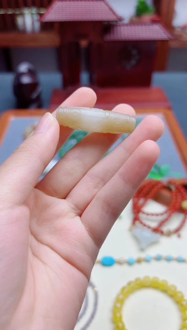 和田玉未镶嵌颈饰和田玉糖珠子吊坠*1 SY编绳